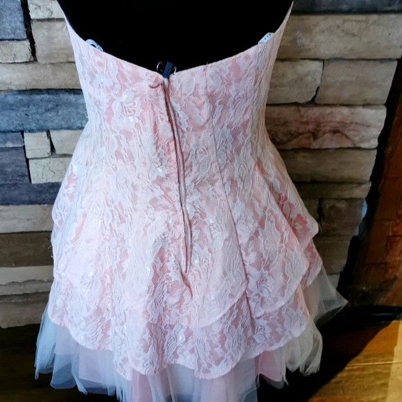 Prom style Blush Strapless Lace Dress - Picture 4 of 6
